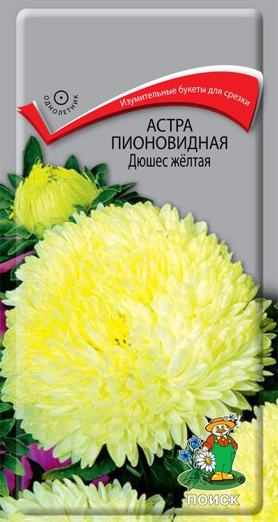 Астра пионовидная Дюшес желтая 0,3гр.Поиск